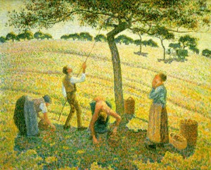 Oil pissarro, camille Painting - Apple Picking at Eragny-sur-Epte, 1888, by Pissarro, Camille