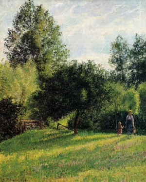 Oil pissarro, camille Painting - Apple Trees, Sunset, Eragny by Pissarro, Camille