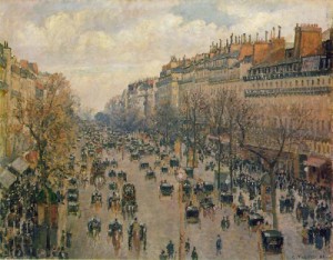 Oil pissarro, camille Painting - Boulevard Montmartre， Afternoon, Sunshine  1897 by Pissarro, Camille