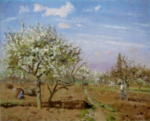 Oil pissarro, camille Painting - Le verger  The Orchard  1872 by Pissarro, Camille