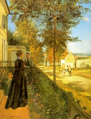 Oil pissarro, camille Painting - Louveciennes,The Road to Versailles, 1870 by Pissarro, Camille