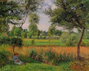 Oil pissarro, camille Painting - Morning, Sun Effect, Eragny by Pissarro, Camille