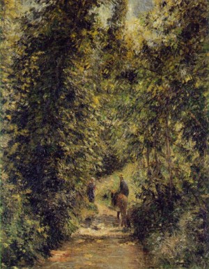 Oil pissarro, camille Painting - Path through the Woods in Summer  1877 by Pissarro, Camille