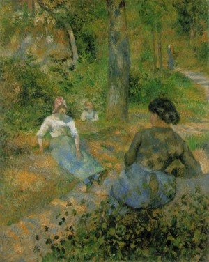 Oil pissarro, camille Painting - Peasants Resting  1881 by Pissarro, Camille