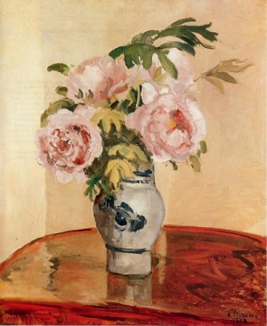 Oil pissarro, camille Painting - Pink Peonies by Pissarro, Camille