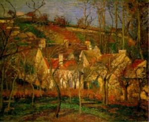 Oil pissarro, camille Painting - Red Roofs  1877 by Pissarro, Camille