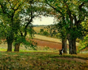 Oil pissarro, camille Painting - The Chestnut Trees at Osny - c. 1873 by Pissarro, Camille