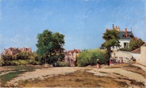 Oil pissarro, camille Painting - The Crossroads, Pontoise by Pissarro, Camille