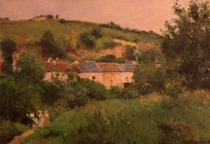 Oil pissarro, camille Painting - Village Path    1875 by Pissarro, Camille