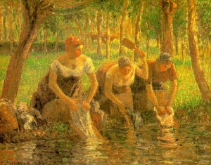 Oil pissarro, camille Painting - Washerwomen, Eragny sur Epte, 1895 by Pissarro, Camille