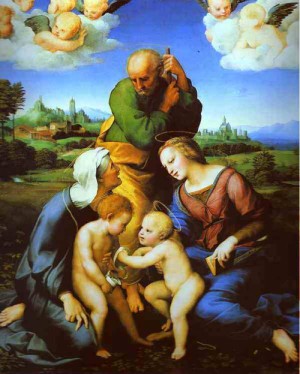 Oil raphael sanzio Painting - Canigiani Holy Family. c.1507 by Raphael Sanzio