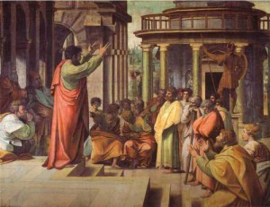 Oil cartoon Painting - Cartoon for St. Paul Preaching in Athens. c1513-1514 by Raphael Sanzio
