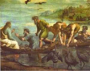 Oil cartoon Painting - Cartoon for The Miraculous Draught of Fishes. c.1513-1514 by Raphael Sanzio