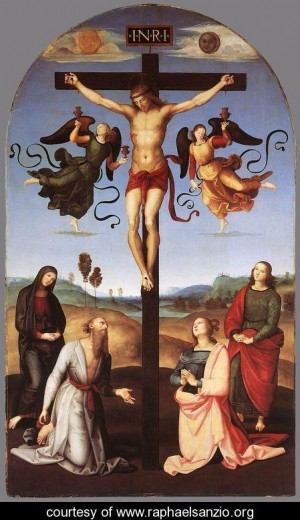Oil raphael sanzio Painting - Crucifixion (Citta di Castello Altarpiece) by Raphael Sanzio