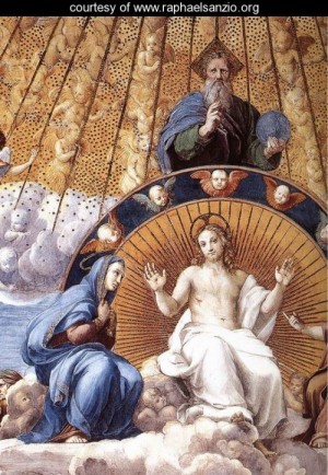 Oil raphael sanzio Painting - Disputation of the Holy Sacrament (La Disputa) Christ Glorified by Raphael Sanzio