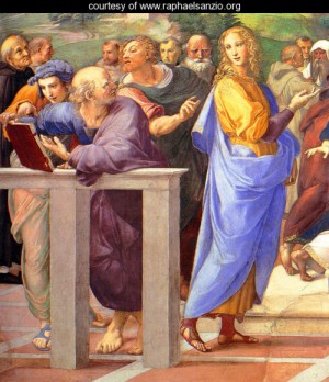 Oil raphael sanzio Painting - Disputation of the Holy Sacrament (La Disputa) [detail 10a] by Raphael Sanzio