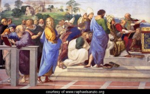 Oil raphael sanzio Painting - Disputation of the Holy Sacrament (La Disputa) [detail 11] by Raphael Sanzio