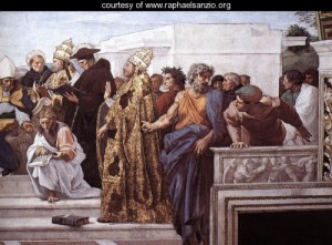Oil raphael sanzio Painting - Disputation of the Holy Sacrament (La Disputa) [detail,13] by Raphael Sanzio