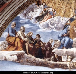 Oil raphael sanzio Painting - Disputation of the Holy Sacrament (La Disputa) [detail 9] by Raphael Sanzio