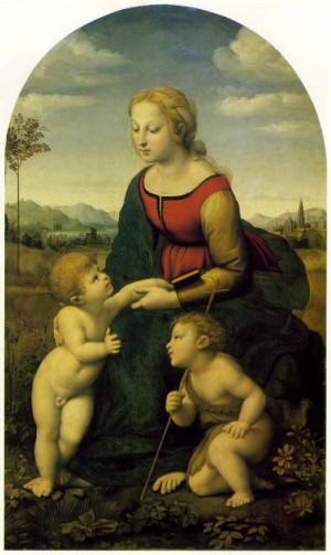 Oil raphael sanzio Painting - La Belle Jardinère  1507 by Raphael Sanzio