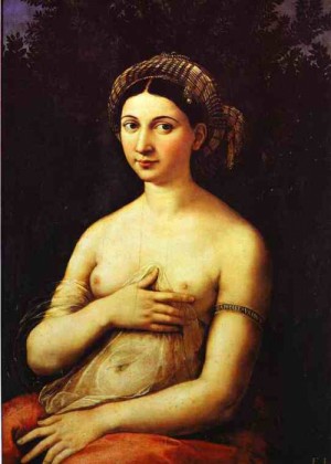 Oil raphael sanzio Painting - La Fornarina. c.1518-1519 by Raphael Sanzio