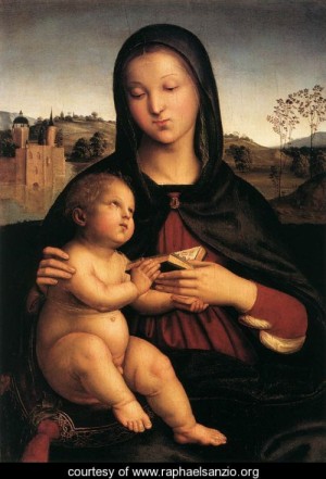 Oil madonna Painting - Madonna And Child by Raphael Sanzio