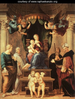 Oil madonna Painting - Madonna del Baldacchino 1507 by Raphael Sanzio