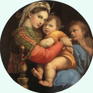 Oil raphael sanzio Painting - Madonna della Sedia, approx. 1518 by Raphael Sanzio
