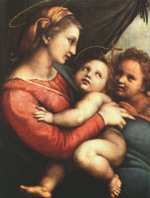 Oil madonna Painting - Madonna della Tenda, 1514 by Raphael Sanzio