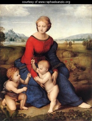 Oil madonna Painting - Madonna of Belvedere (or Madonna del Prato) by Raphael Sanzio