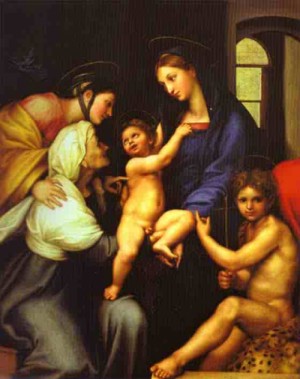Oil raphael sanzio Painting - Madonna of the Cloth. c.1514 by Raphael Sanzio