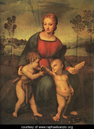 Oil raphael sanzio Painting - Madonna of the Goldfinch (Madonna del Cardellino) 1505-06 by Raphael Sanzio