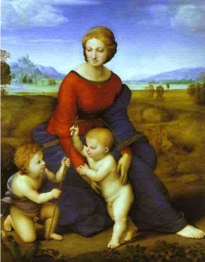 Oil madonna Painting - Madonna of the Meadow. 1505 or 1506 by Raphael Sanzio