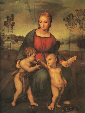 Oil madonna Painting - Madonna with the Christ Child Blessing and St. Jerome and St. Francis (Von der Ropp Madonna). c.1502 by Raphael Sanzio