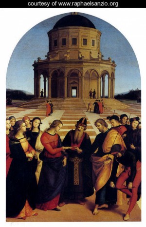 Oil raphael sanzio Painting - Marriage Of The Virgin by Raphael Sanzio