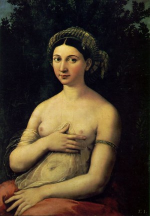 Oil Nude Painting - Portrait of a Nude Woman (the Fornarina)  c. 1518 by Raphael Sanzio