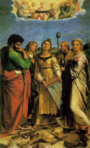 Oil raphael sanzio Painting - St Cecilia with Sts Paul, John Evangelist, Augustine and Mary Magdalene  c. 1513-16 by Raphael Sanzio