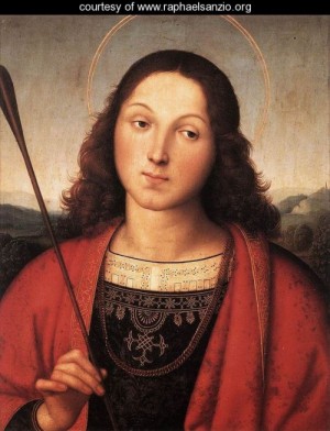 Oil raphael sanzio Painting - St. Sebastian (probably with Perugino) 1500-01 by Raphael Sanzio