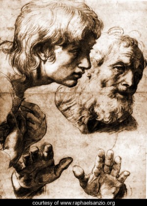 Oil raphael sanzio Painting - Studies For The Transfiguration by Raphael Sanzio