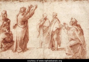 Oil raphael sanzio Painting - Study For St Paul Preaching In Athens by Raphael Sanzio