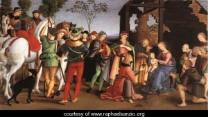Oil raphael sanzio Painting - The Adoration of the Magi (Oddi altar) by Raphael Sanzio