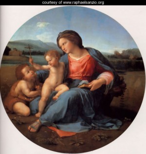 Oil raphael sanzio Painting - The Alba Madonna 1509 by Raphael Sanzio