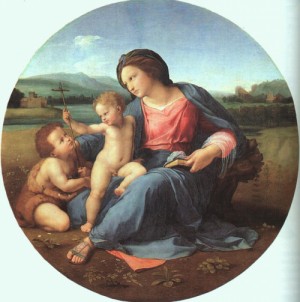 Oil raphael sanzio Painting - The Alba Madonna, 1509 by Raphael Sanzio