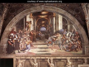 Oil raphael sanzio Painting - The Expulsion of Heliodorus from the Temple by Raphael Sanzio