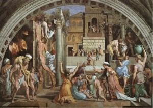  Photograph - The Fire in the Borgo (from the Stanza dell'Incendio di Borgo), fresco, Vatican by Raphael Sanzio