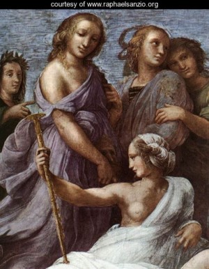 Oil raphael sanzio Painting - The Parnassus [detai 1] by Raphael Sanzio
