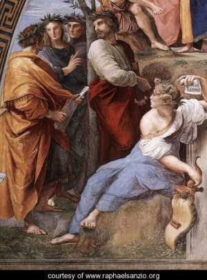 Oil raphael sanzio Painting - The Parnassus [detail 10] by Raphael Sanzio