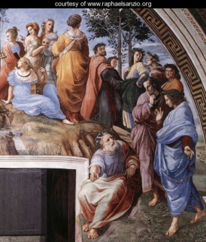 Oil raphael sanzio Painting - The Parnassus [detail 9] by Raphael Sanzio