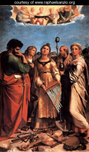 Oil raphael sanzio Painting - The Saint Cecilia Altarpiece by Raphael Sanzio