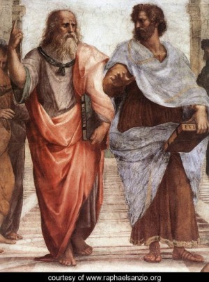 Oil raphael sanzio Painting - The School of Athens [detail 1] by Raphael Sanzio